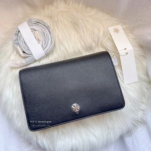 NWT Tory Burch Emerson Combo Saffiano Leather Crossbody Black 58440 RARE